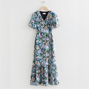 & Other Stories Flutter Sleeve Wrap Midi Dress